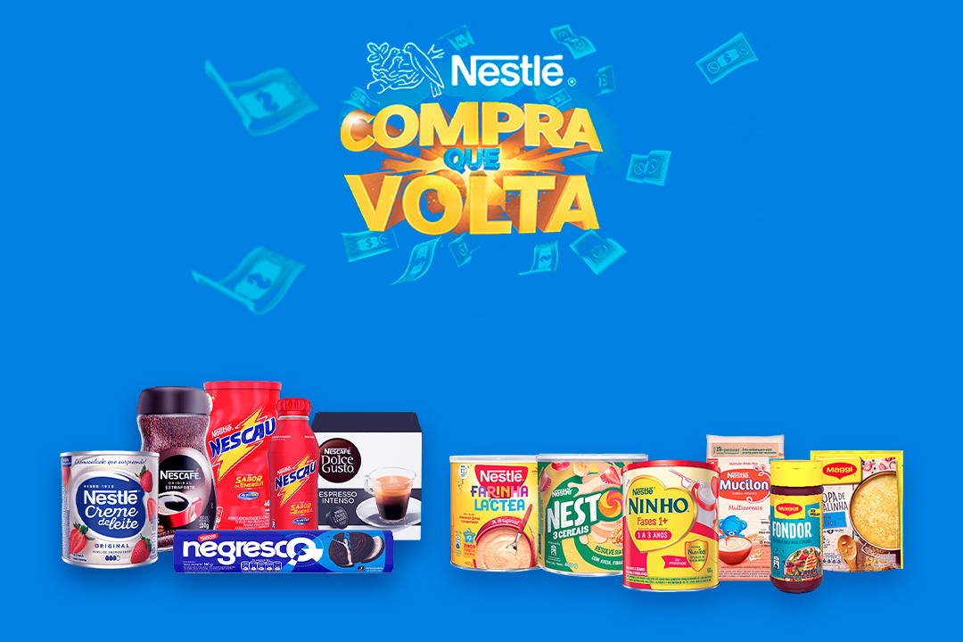 arte sobre a promoção Nestlé Compra que Volta
